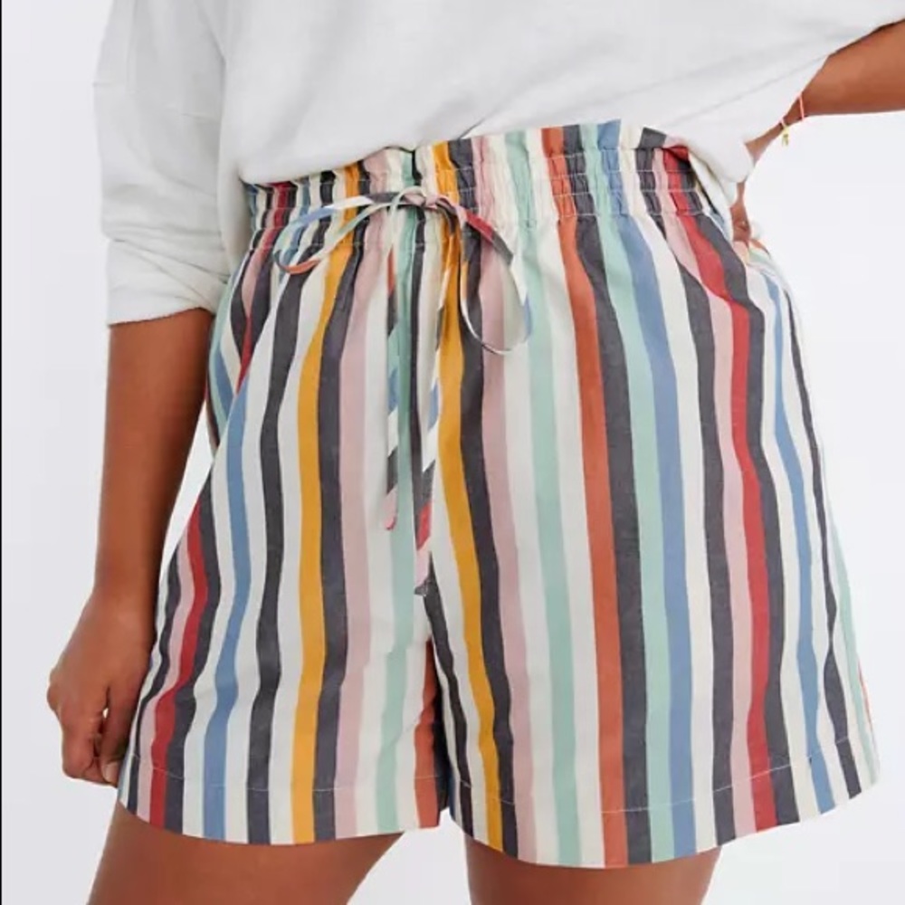 Madewell rainbow drawstring cotton shorts